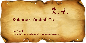 Kubanek András névjegykártya